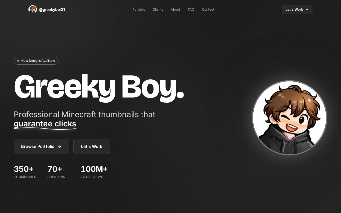 Greeky Boy website hero section