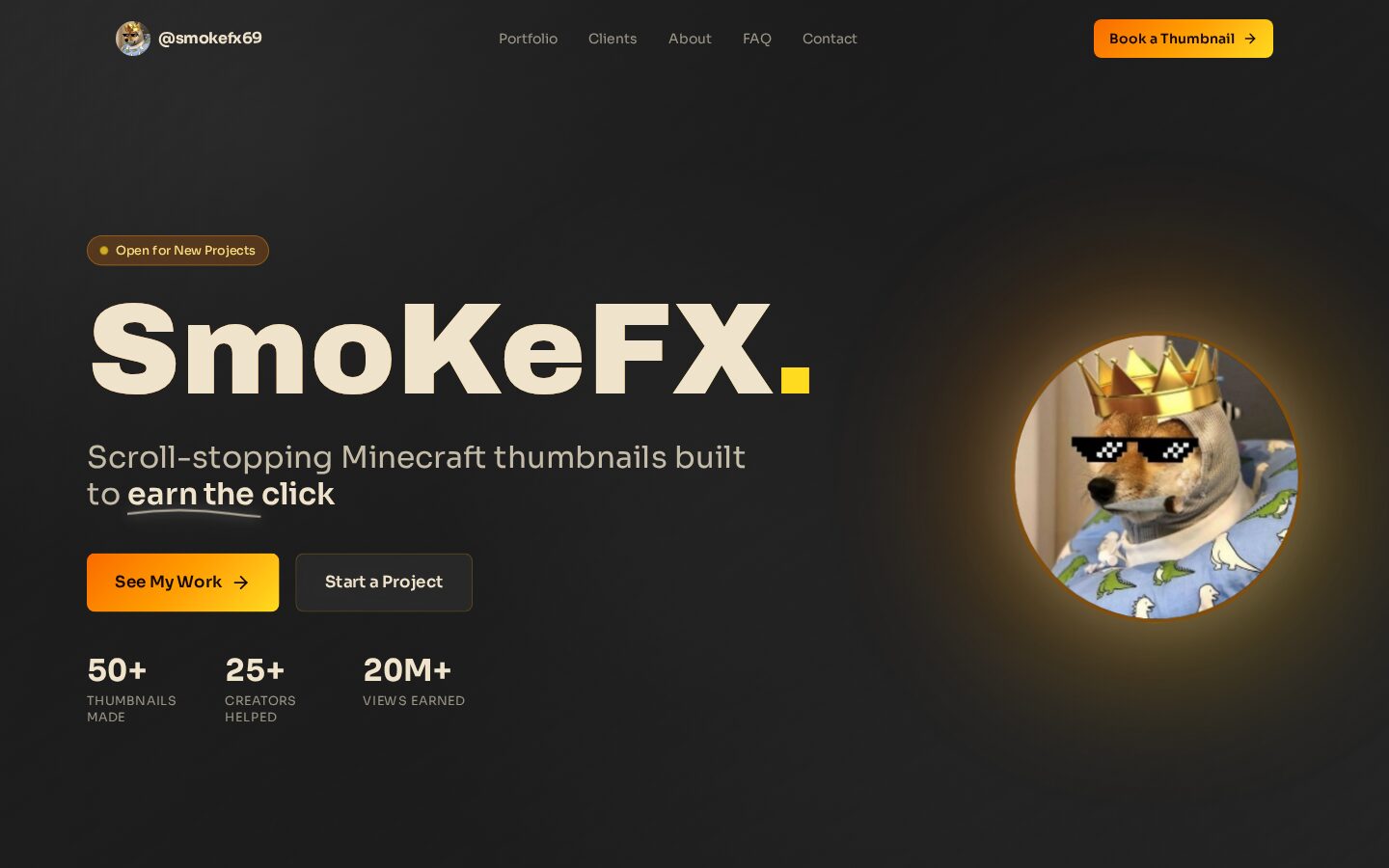SmoKeFX website hero section